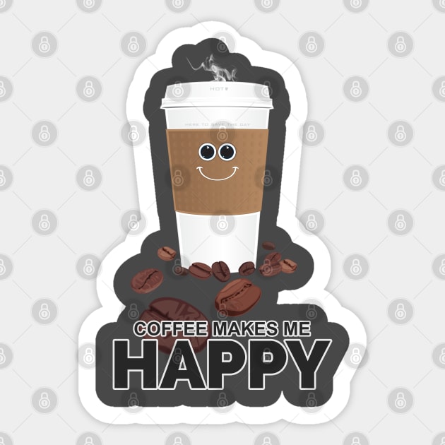 Coffee Makes Me Happy Sticker by adamzworld
